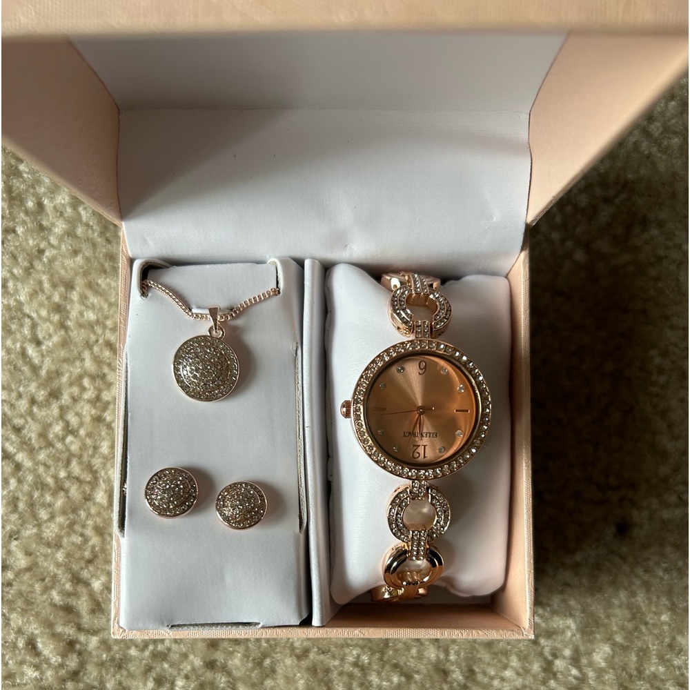 ELLEN TRACY WATCH/EARRINGS/NECKLACE NEW
